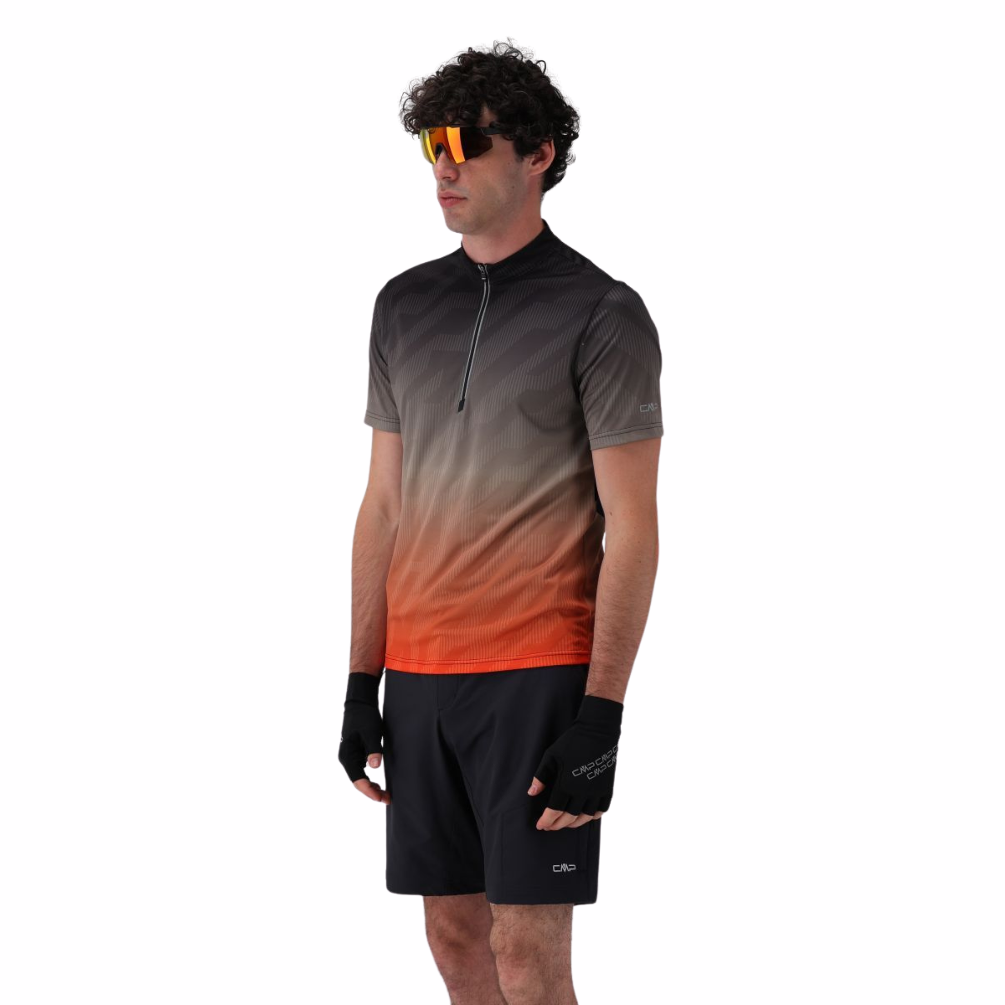 CMP Men's Freebike Short Sleeve Half Zip Cycling Tee Anthracite Corda Orange 63ZV 36N5337
