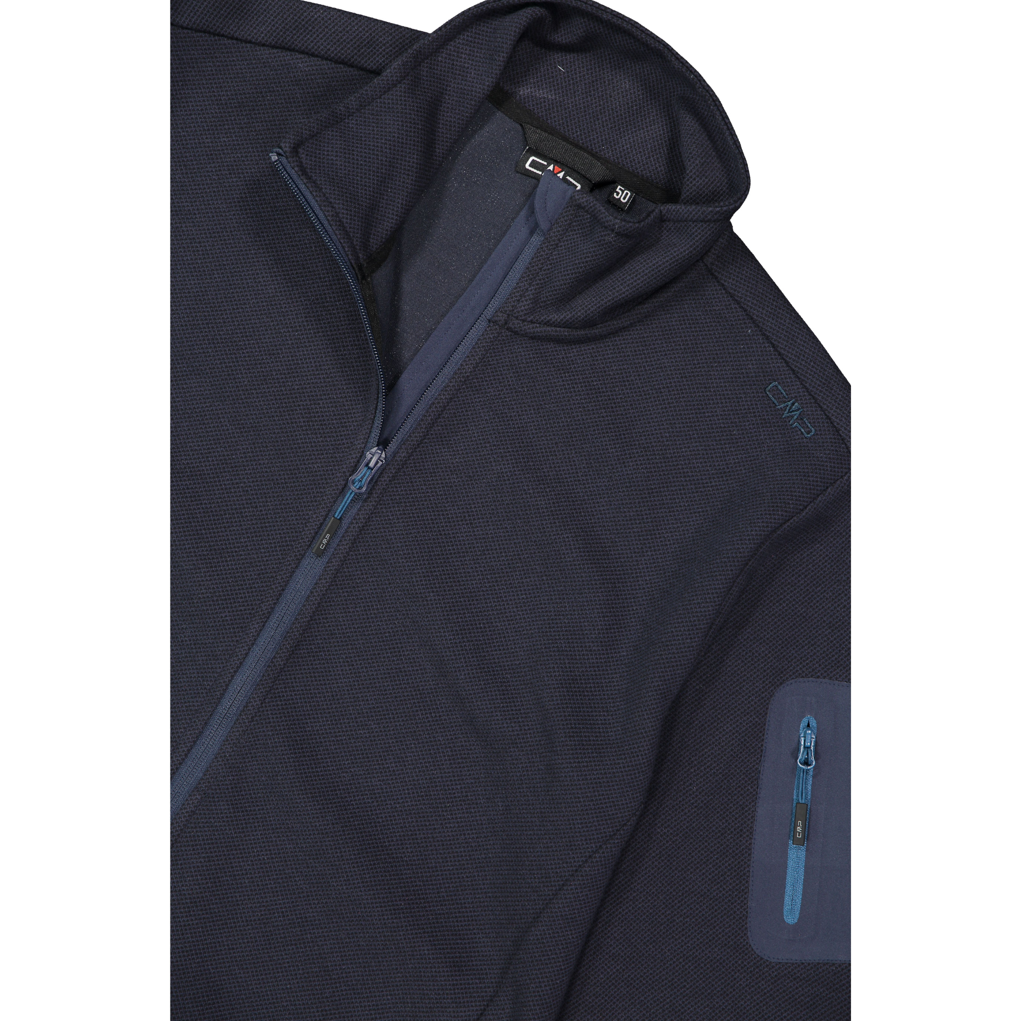 CMP Men's Jacquard Knit-Tech Full Zip Fleece (Black Blue)