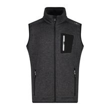 Load image into Gallery viewer, CMP Men&#39;s Jaquard Knit-Tech Fleece Vest (Nero/Glacier)
