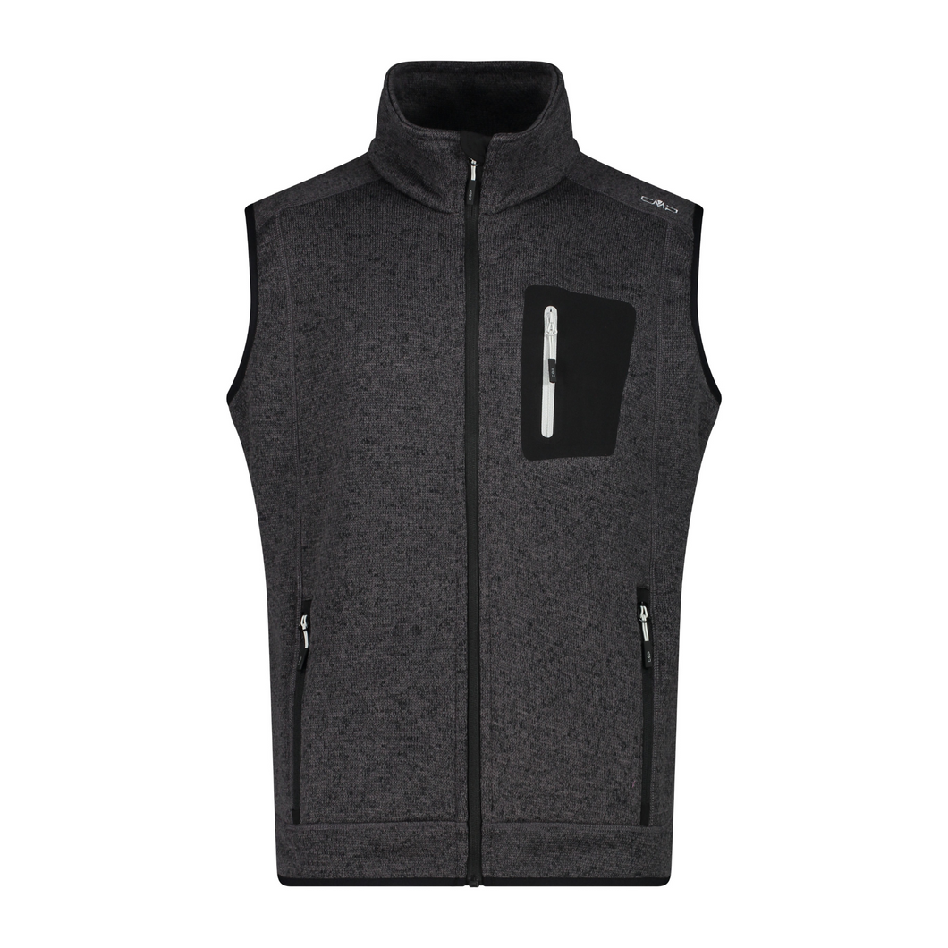 CMP Men's Jaquard Knit-Tech Fleece Vest (Nero/Glacier)