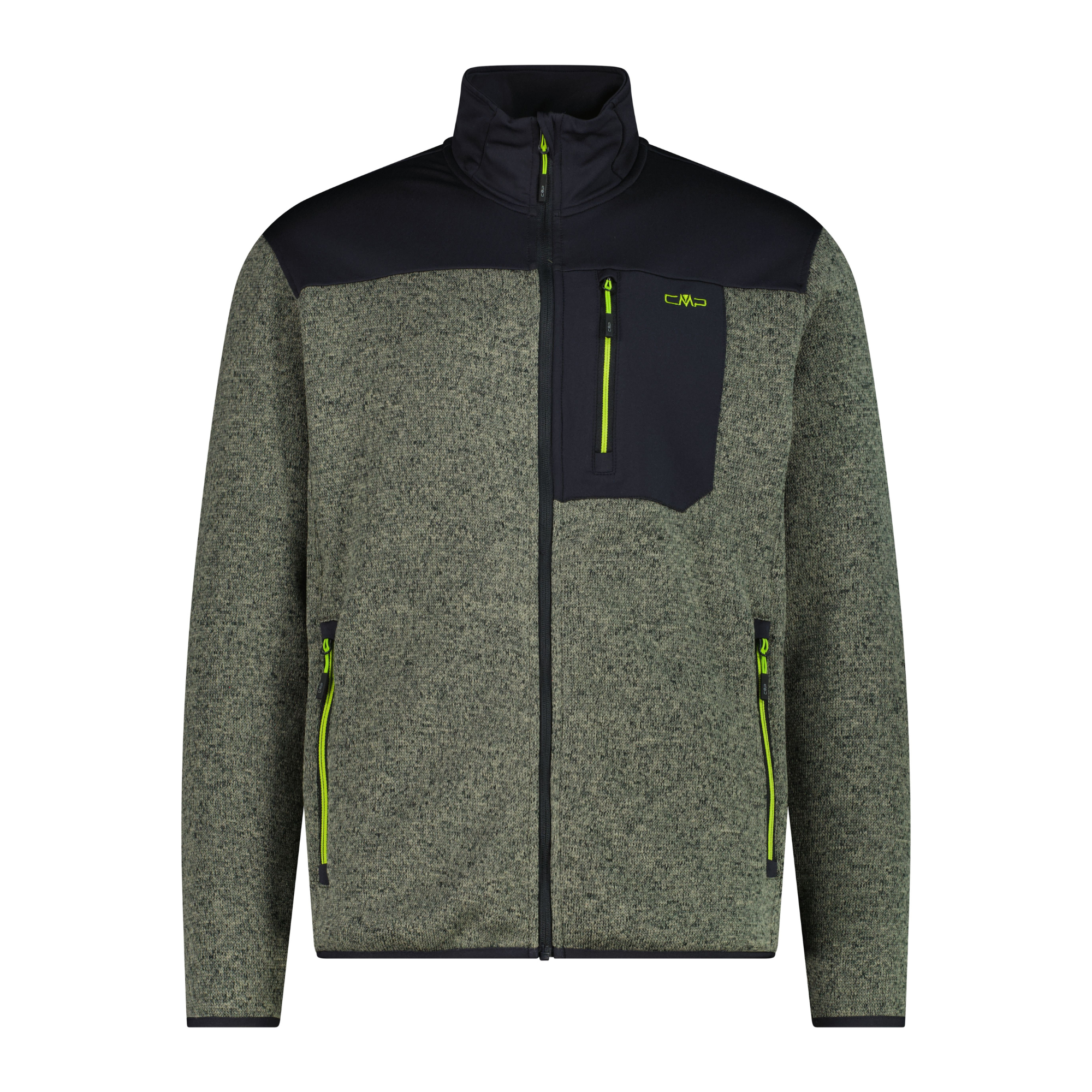 CMP Men's Knit Tech Jacquard Full Zip Fleece (Sage/Anthracite)