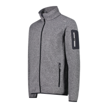 Load image into Gallery viewer, CMP Men&#39;s Mélange Knit-Tech Heavy Full Zip Fleece (Ice/Titanio/Nero)
