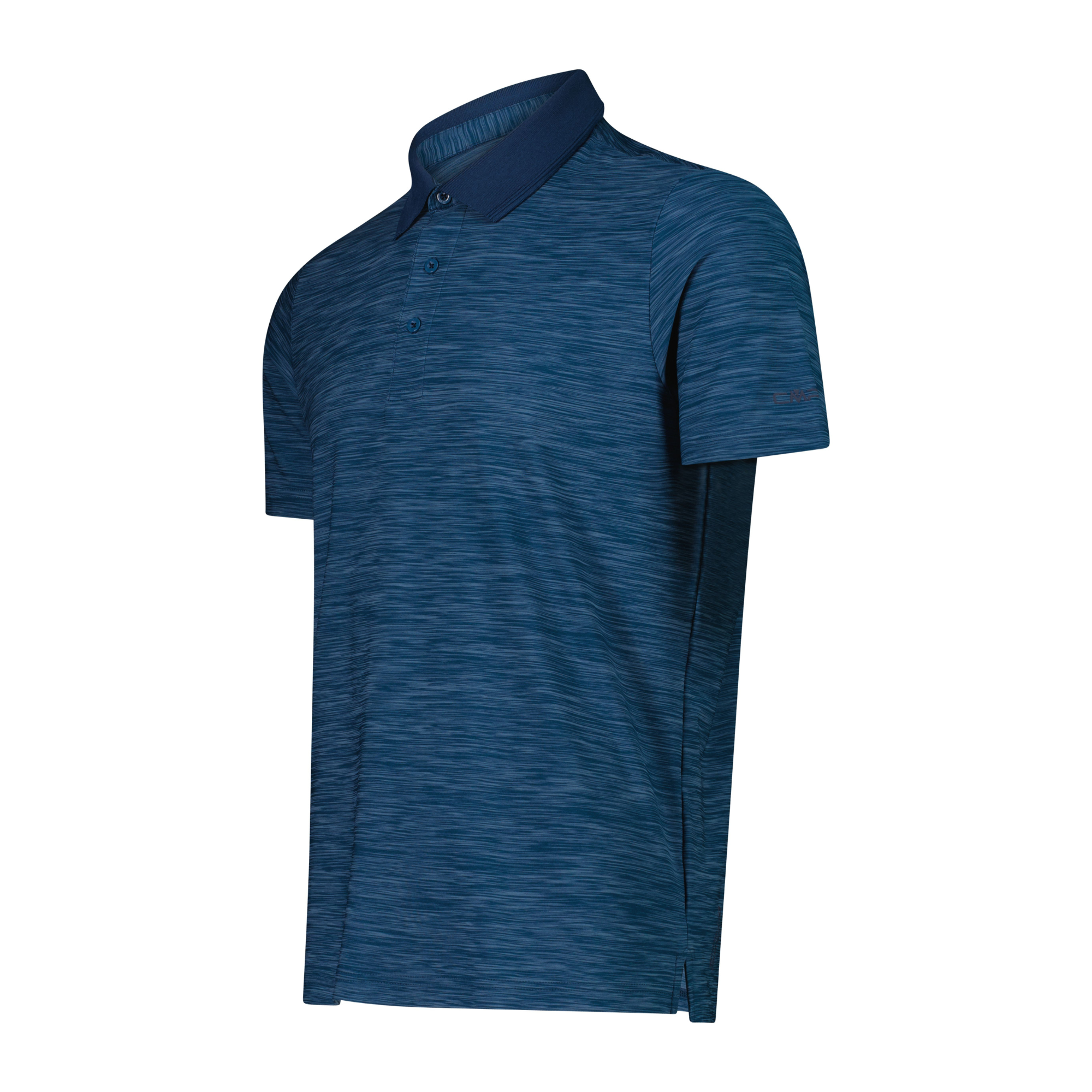 CMP Men's Melange Stretch Jersey Short Sleeve Technical Polo Shirt (Petroleum Mel)