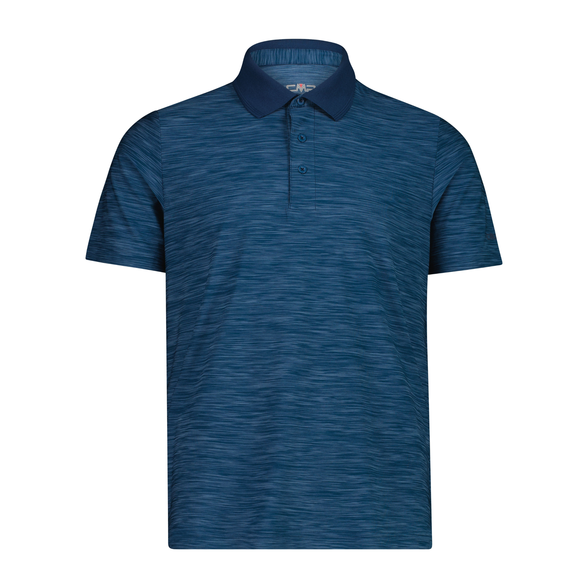 CMP Men's Melange Stretch Jersey Short Sleeve Technical Polo Shirt (Petroleum Mel)