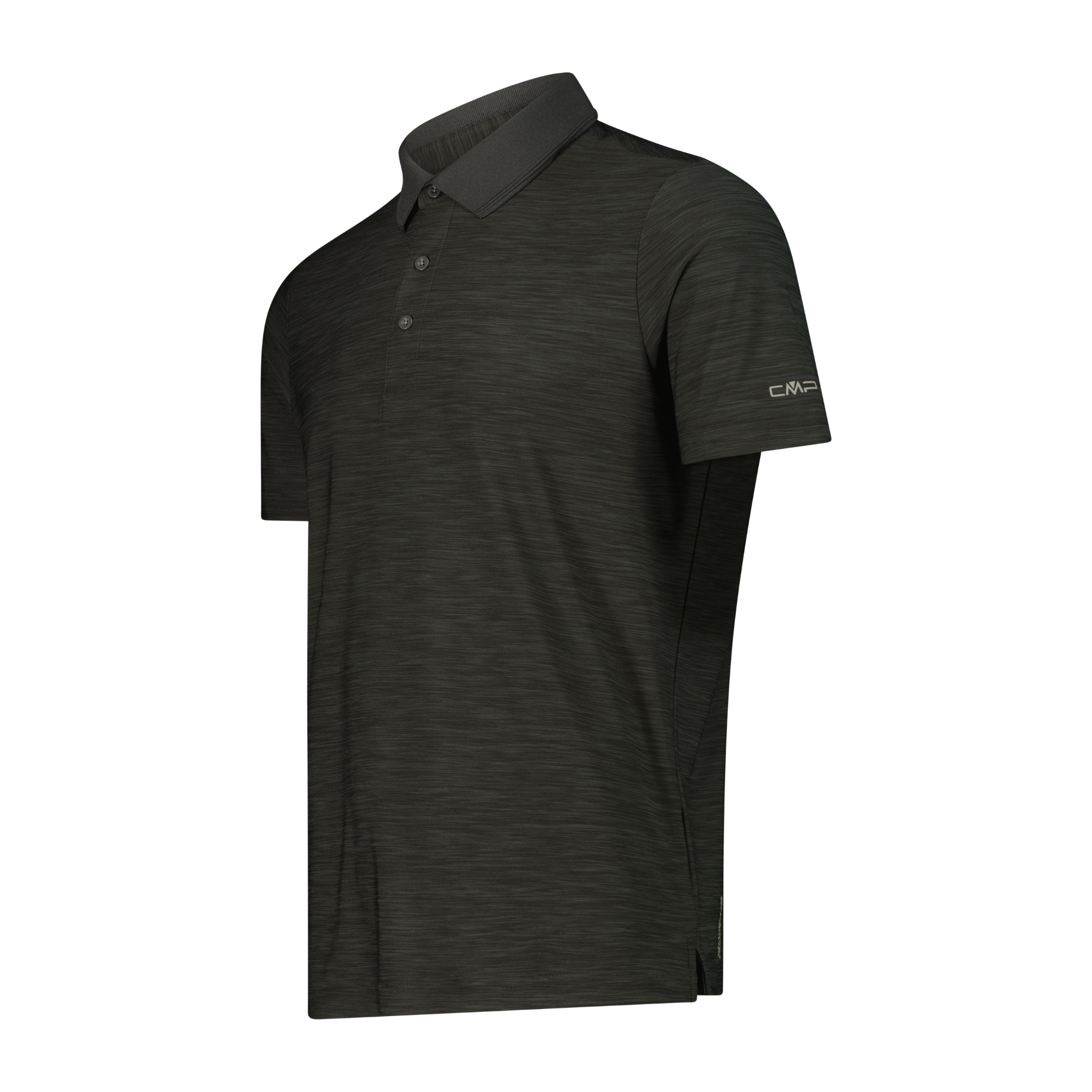 CMP Men's Melange Stretch Jersey Short Sleeve Technical Polo Shirt (Pine Mel)