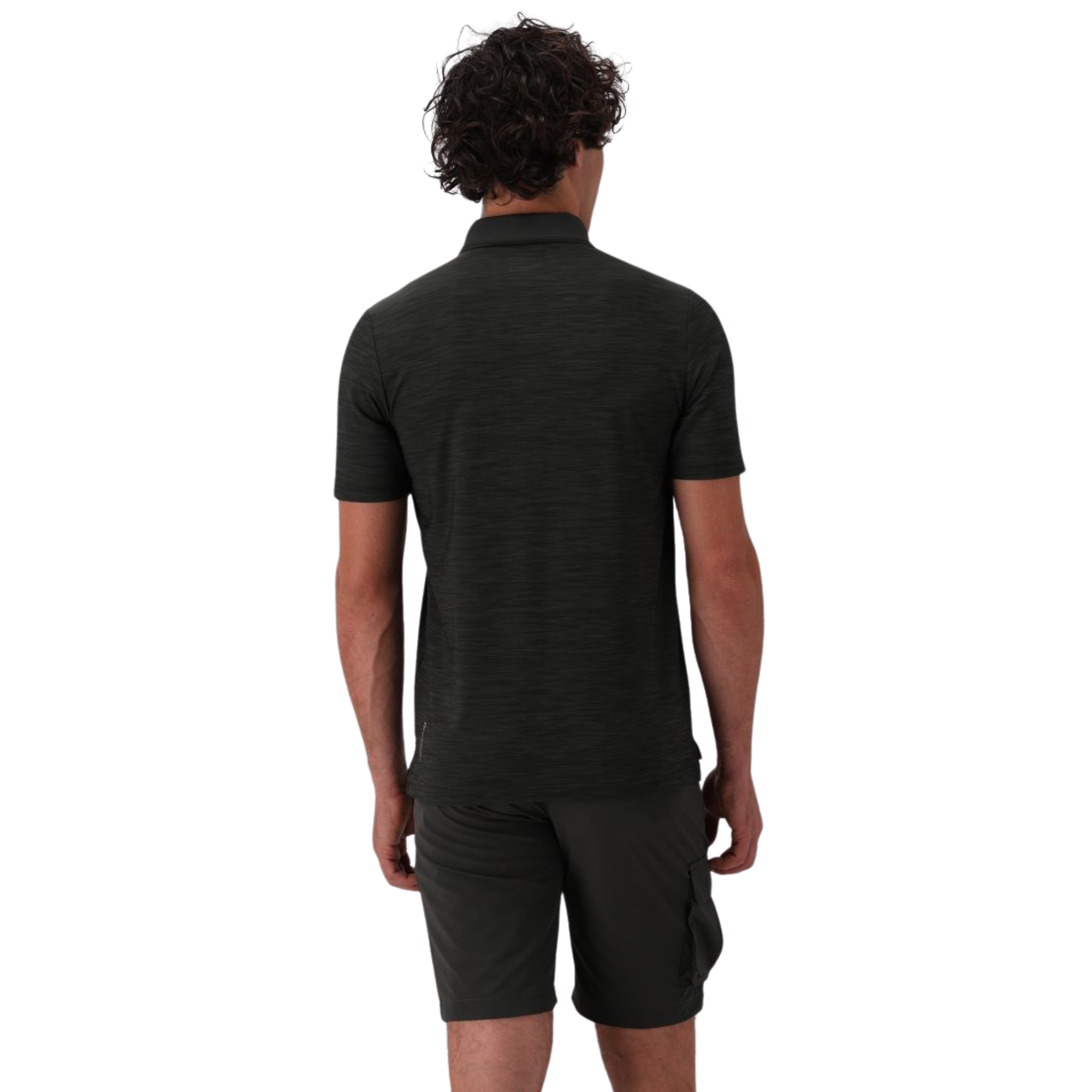 CMP Men's Melange Stretch Jersey Short Sleeve Technical Polo Shirt (Pine Mel)