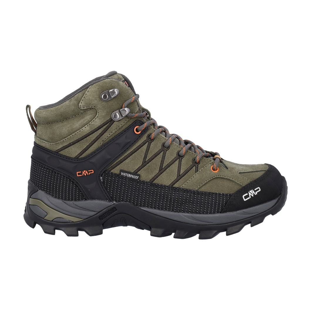 CMP Men's Rigel Waterproof Mid Trail Boots (Olive/Flame)