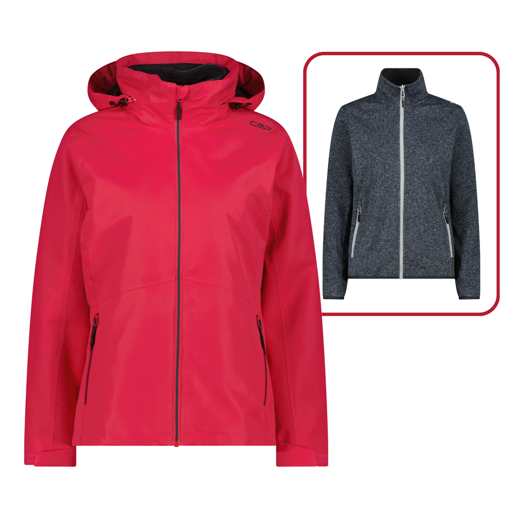 CMP Women's 3-IN-1 Waterproof Insulated Jacket (Red Carminio)