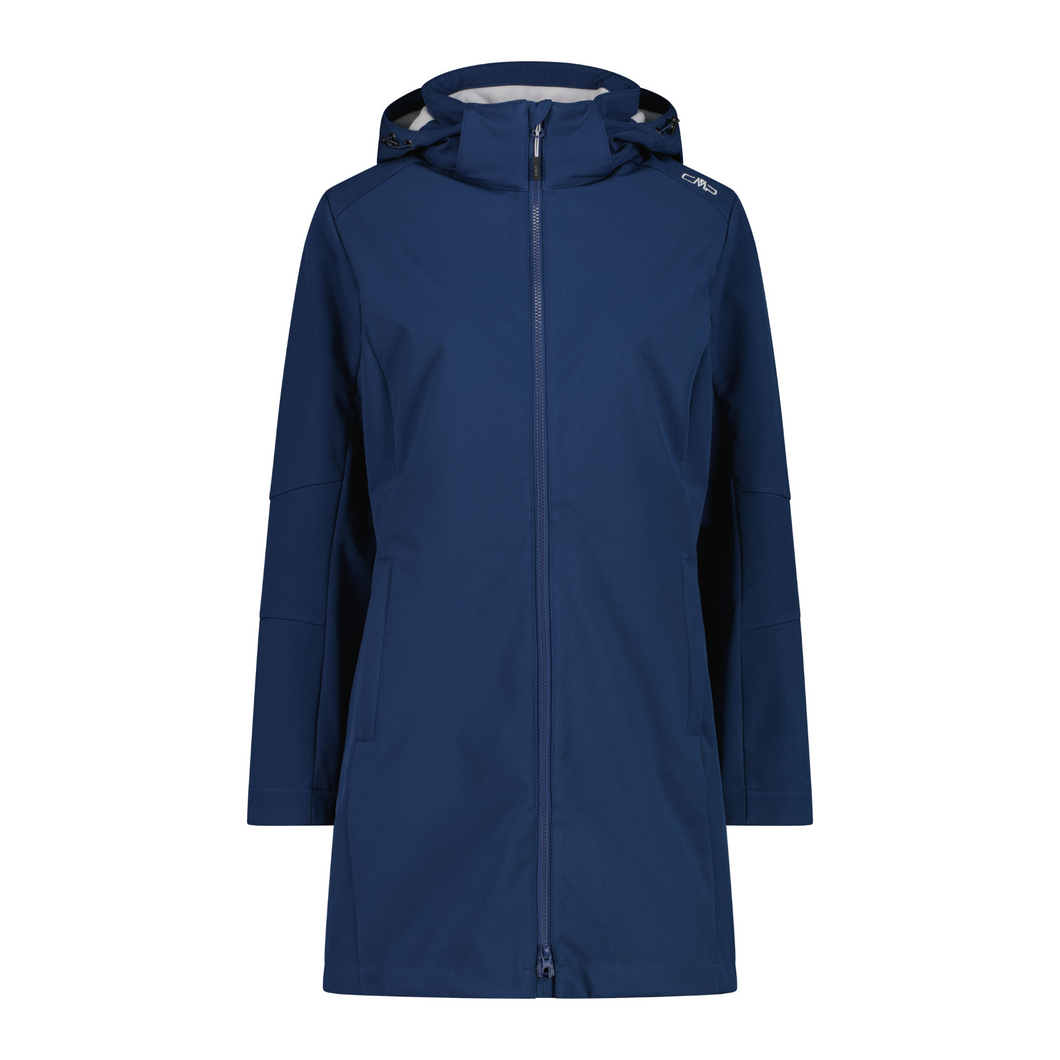 CMP Women's Fleece Lined Hooded Softshell Parka (Blue Ink/Ghiacco)