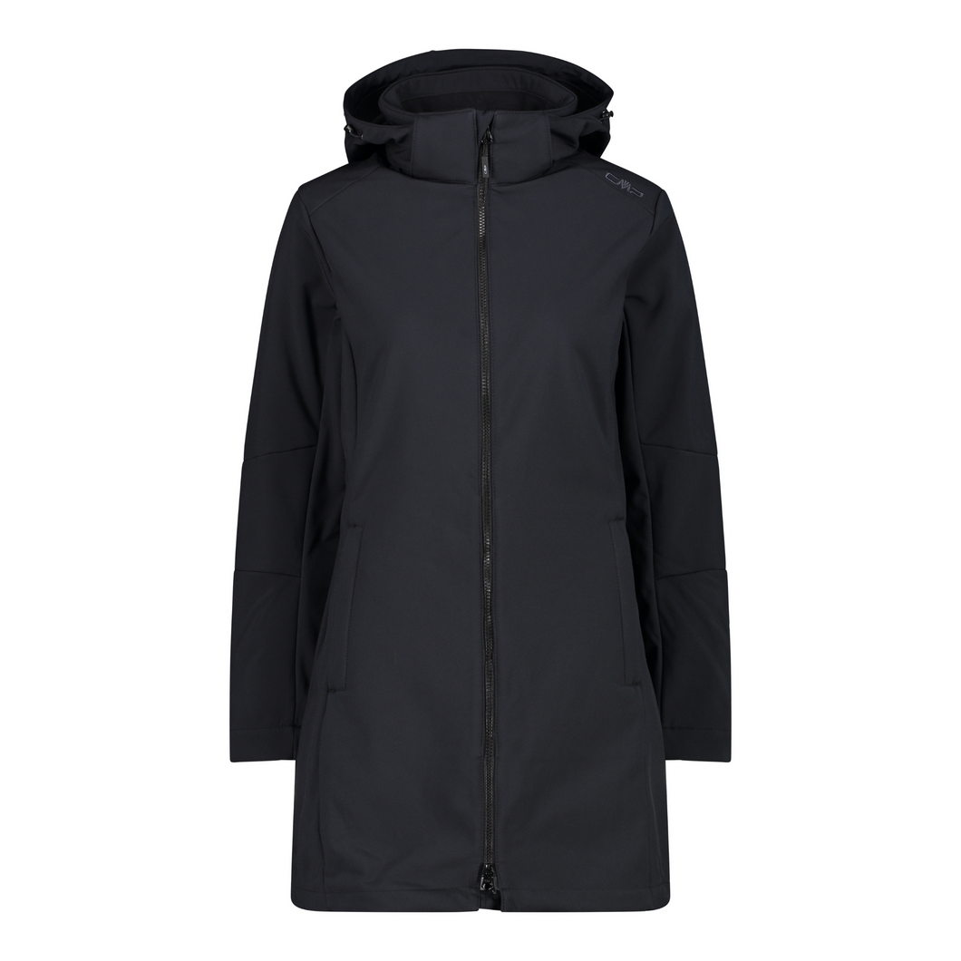 CMP Women's Softshell Fleece Lined Hooded Parka (Nero)