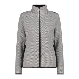 CMP Women's Knit-Tech Jacquard Print Full Zip Fleece (Gesso/Antracite)