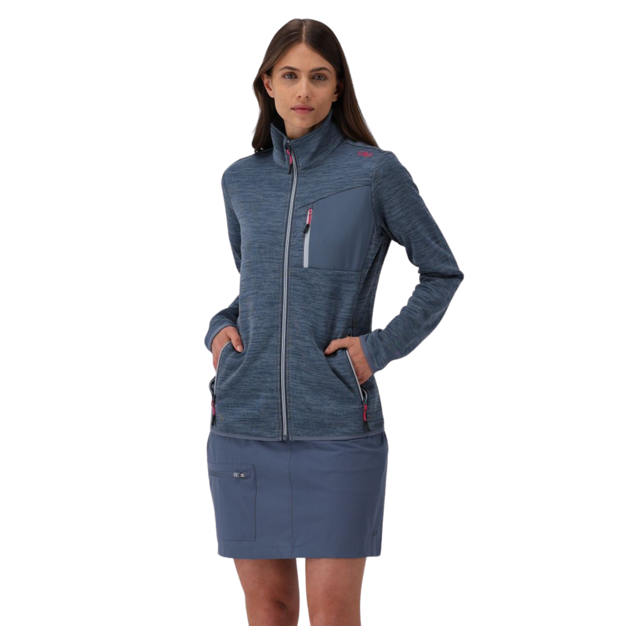 CMP Women's Jacquard Full Zip Fleece (Space Mel)