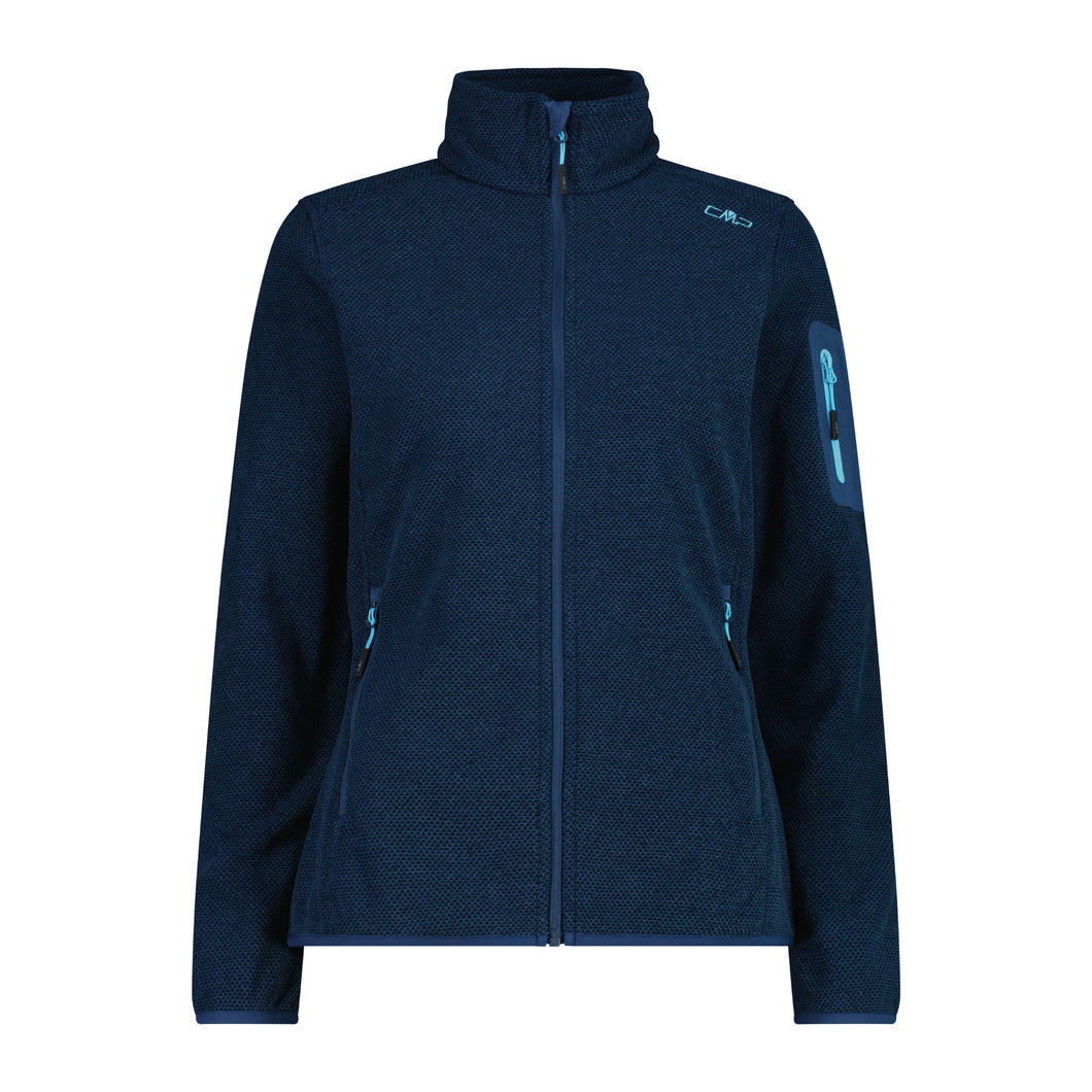 CMP Women's Jacquard Knit-Tech Heavy Full Zip Fleece (Blue Ink/Lighter)