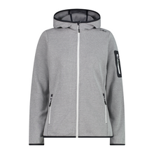 Load image into Gallery viewer, CMP Women&#39;s Knit-Tech Hooded Full Zip Fleece (Bianco/Graffite)
