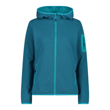 Load image into Gallery viewer, CMP Women&#39;s Knit-Tech Hooded Full Zip Fleece (Tiffany/Night)
