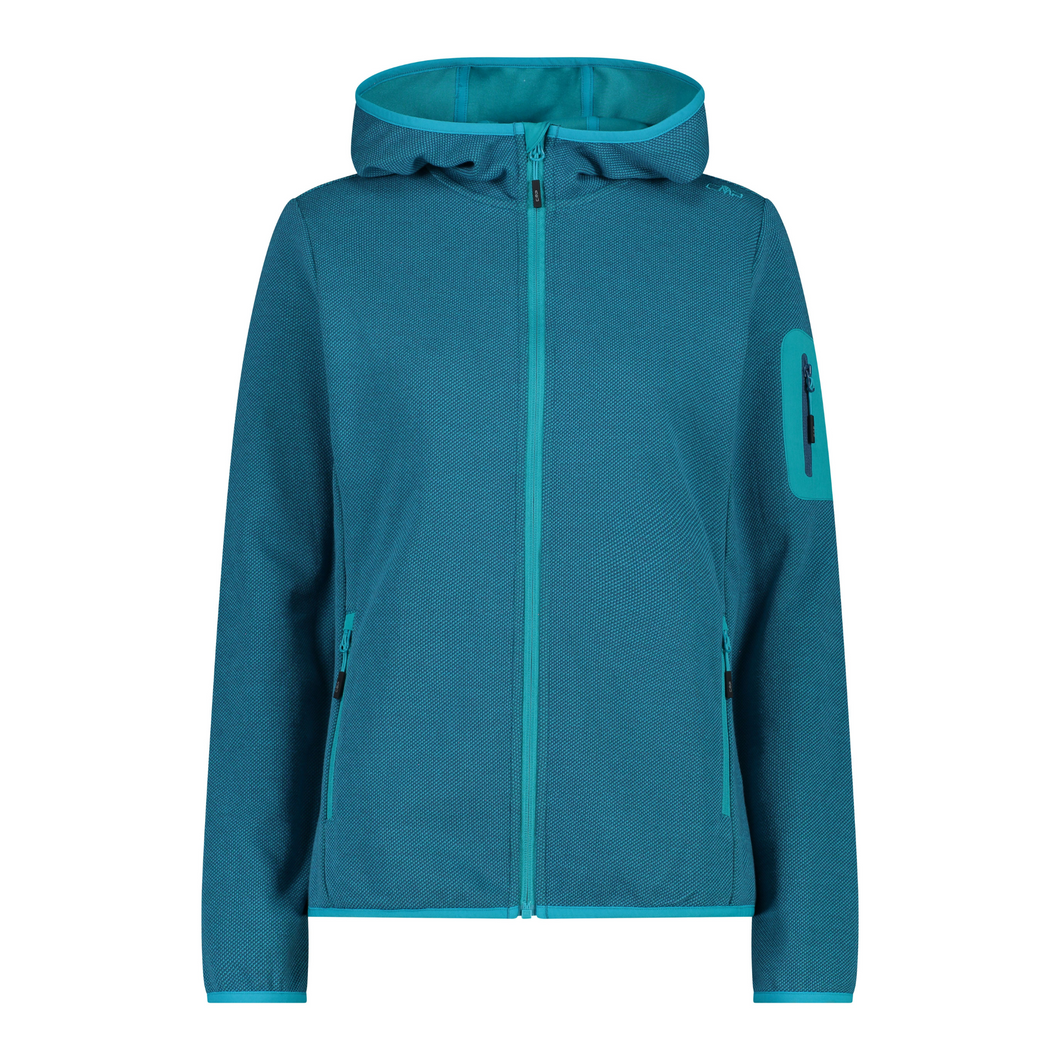 CMP Women's Knit-Tech Hooded Full Zip Fleece (Tiffany/Night)