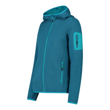 Load image into Gallery viewer, CMP Women&#39;s Knit-Tech Hooded Full Zip Fleece (Tiffany/Night)
