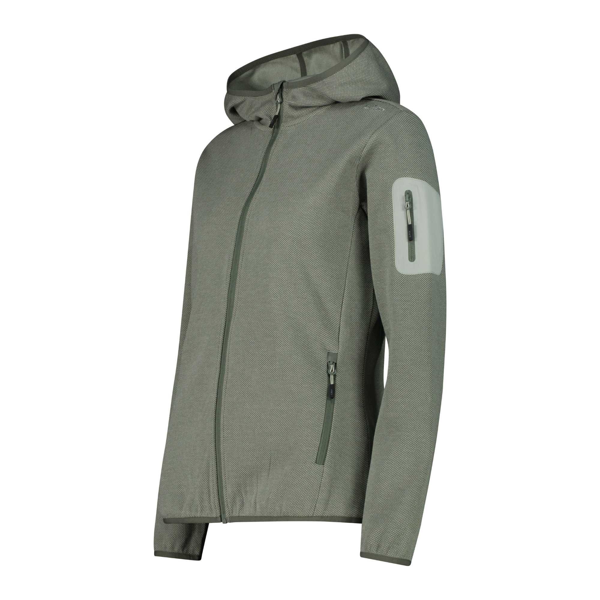 CMP Women's Knit Tech Hooded Full Zip Fleece (Avocado/Pistachio)