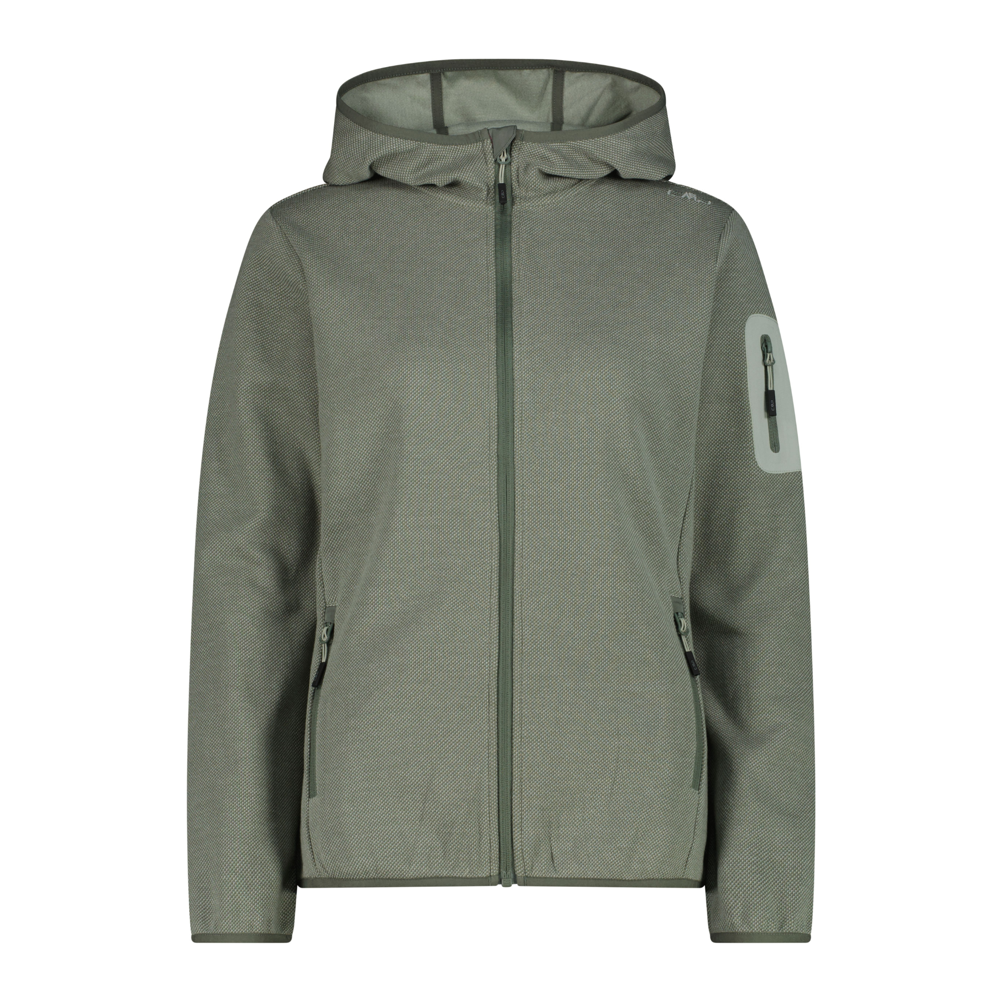 CMP Women's Knit Tech Hooded Full Zip Fleece (Avocado/Pistachio)