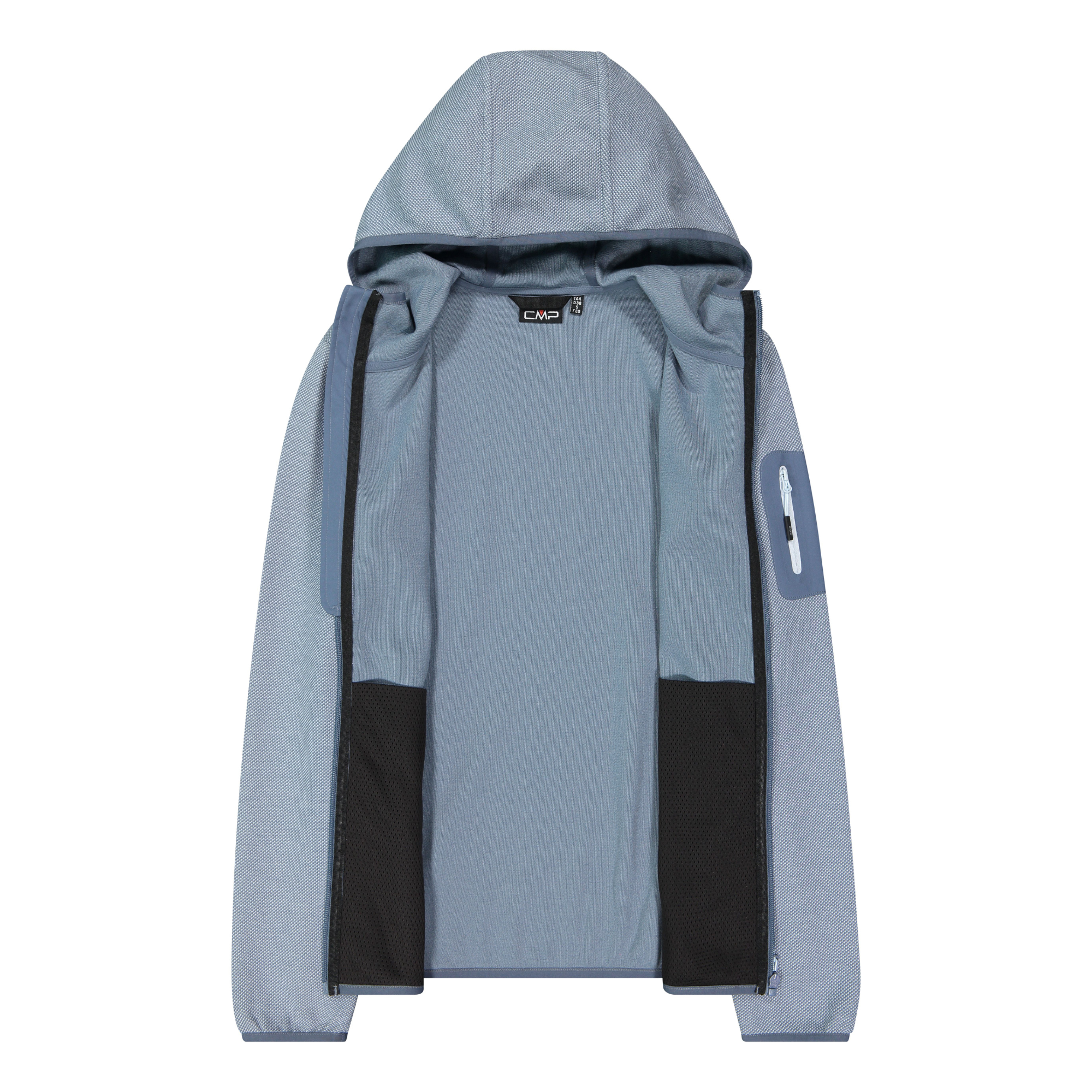 CMP Women's Knit Tech Hooded Full Zip Fleece (Space/Sky Blue)