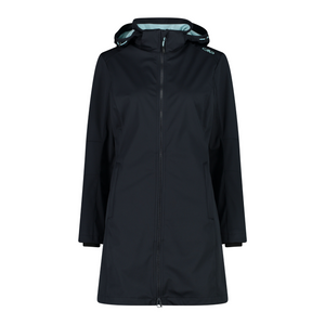 CMP Women's Long Softshell Parka with Detachable Hood (Anthracite/Opal)