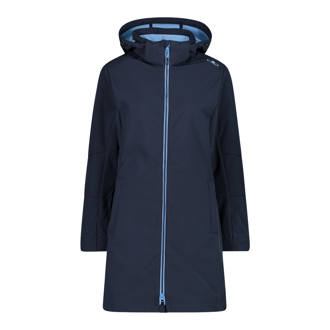 CMP Women's Longline Softshell Hooded Coat (B. Blue-Niagara)