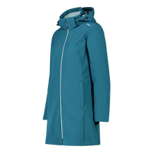 Load image into Gallery viewer, CMP Women&#39;s Longline Softshell Hooded Coat (Teal)
