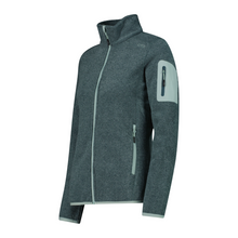 Load image into Gallery viewer, CMP Women&#39;s Melange Jacquard Knit-Tech Full Zip Fleece (Trek Green)
