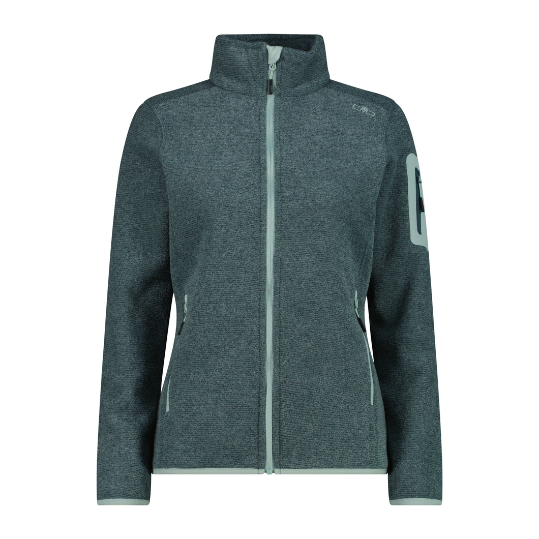 CMP Women's Melange Jacquard Knit-Tech Full Zip Fleece (Trek Green)