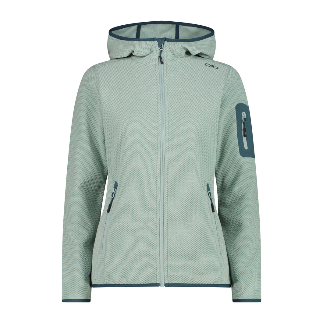 CMP Women's Melange Knit-Tech Full Zip Hoody (Jade/Trek Green)