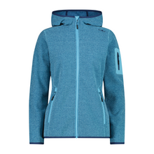 Load image into Gallery viewer, CMP Women&#39;s Melange Knit-Tech Full Zip Hoody (Topaz/Blue Ink)
