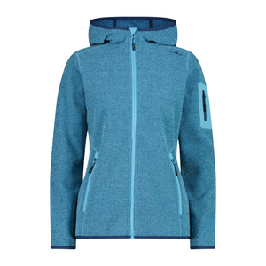 CMP Women's Melange Knit-Tech Full Zip Hoody (Topaz/Blue Ink)