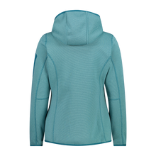 Load image into Gallery viewer, CMP Women&#39;s Mélange Knit-Tech Hooded Heavy Full Zip Fleece (Acqua-Teal)
