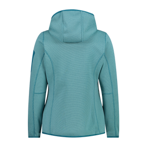 CMP Women's Mélange Knit-Tech Hooded Heavy Full Zip Fleece (Acqua-Teal)