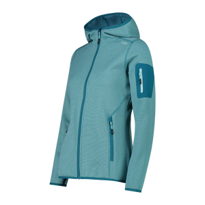 CMP Women's Mélange Knit-Tech Hooded Heavy Full Zip Fleece (Acqua-Teal)