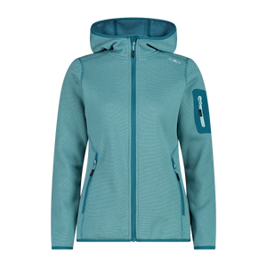 CMP Women's Mélange Knit-Tech Hooded Heavy Full Zip Fleece (Acqua-Teal)