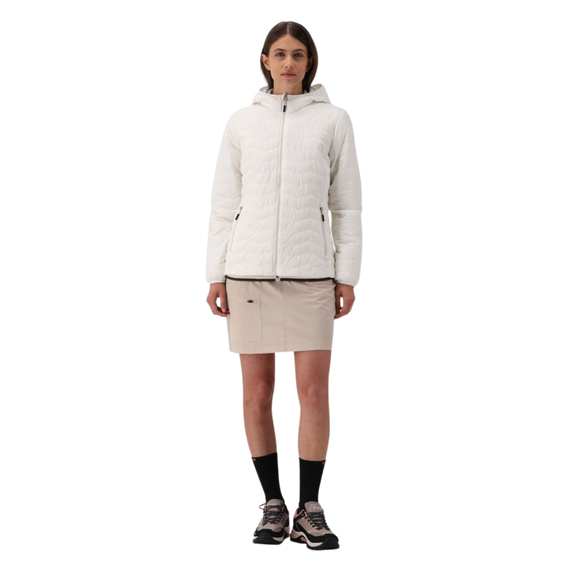 CMP Women's Padded Hooded Insulated Jacket (Offwhite)