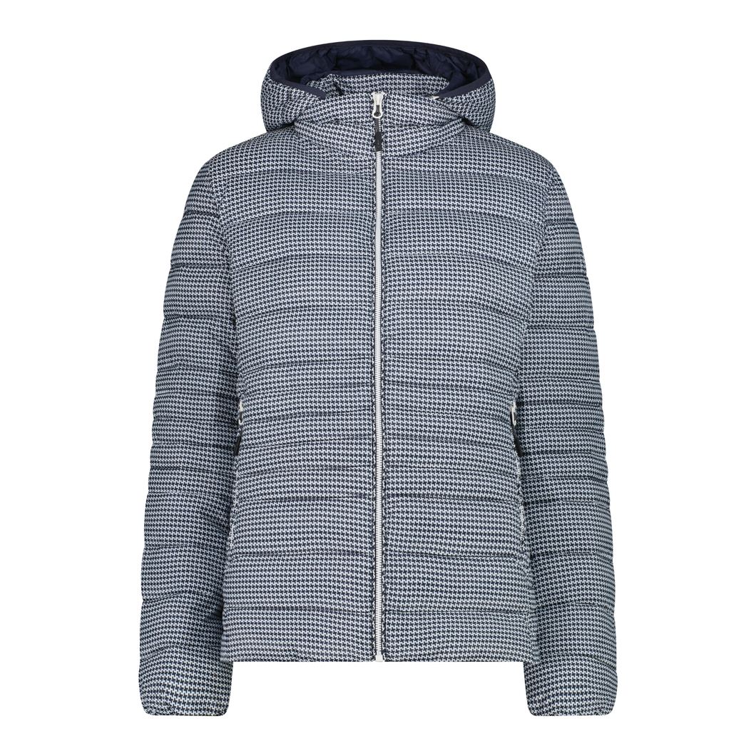 CMP Women's Printed Sorona Aura Hooded Insulated Jacket (Bianco Gesso/Titanio)