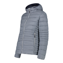Load image into Gallery viewer, CMP Women&#39;s Printed Sorona Aura Hooded Insulated Jacket (Bianco Gesso/Titanio)
