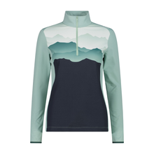Load image into Gallery viewer, CMP Women&#39;s Softech Mountain Print Half Zip Technical Top (Jade)

