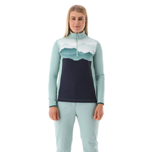 Load image into Gallery viewer, CMP Women&#39;s Softech Mountain Print Half Zip Technical Top (Jade)
