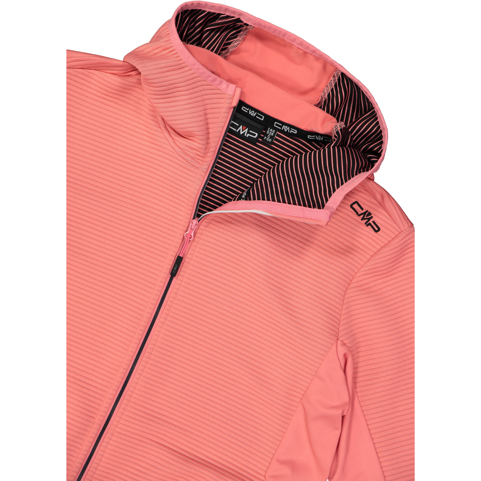 CMP Women's Unlimitech Hybrid Stretch Performance Hooded Full Zip Fleece (Coral)