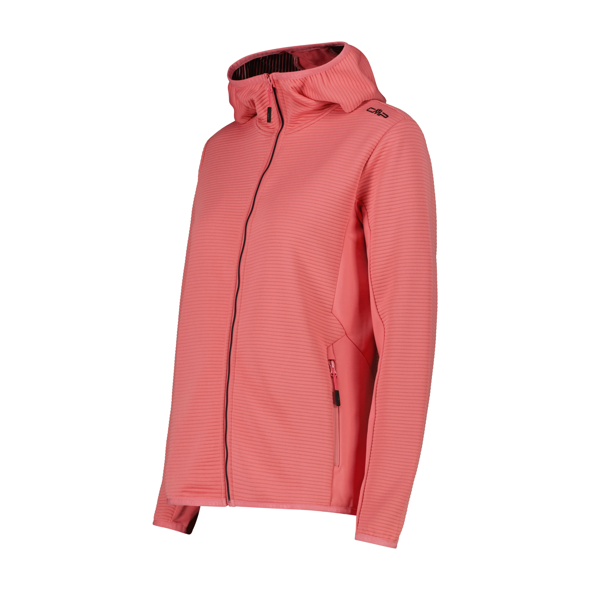CMP Women's Unlimitech Hybrid Stretch Performance Hooded Full Zip Fleece (Coral)