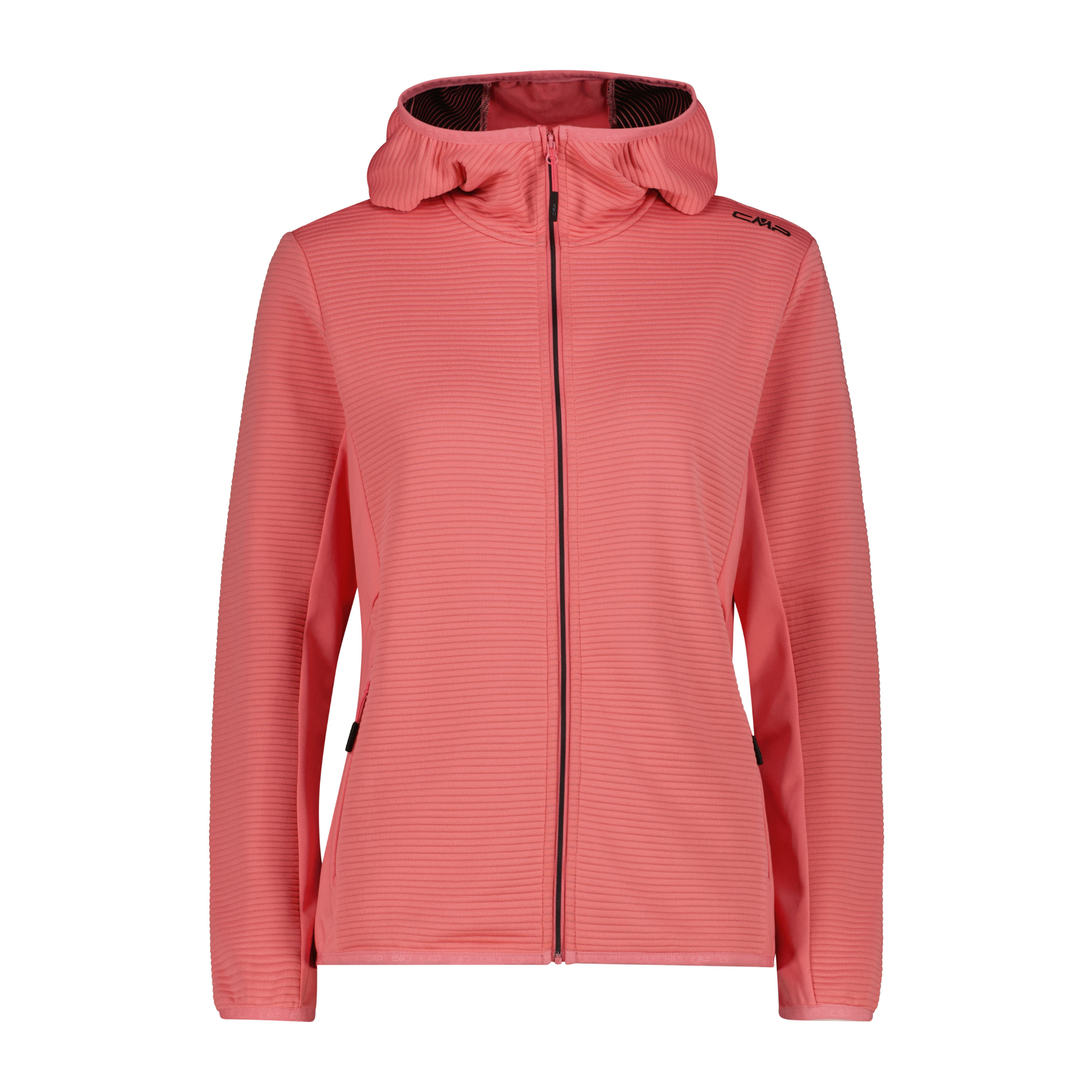 CMP Women's Unlimitech Hybrid Stretch Performance Hooded Full Zip Fleece (Coral)