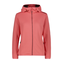 Load image into Gallery viewer, CMP Women's Unlimitech Hybrid Stretch Performance Hooded Full Zip Fleece (Coral)
