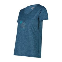 Load image into Gallery viewer, CMP Women&#39;s V Neck Printed Short Sleeve Technical Tee (Night Melange)
