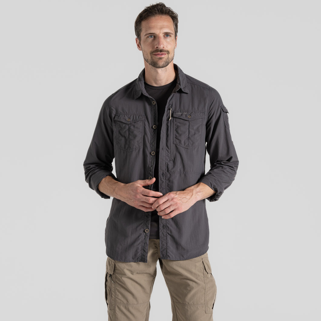 Craghoppers Men's Nosilife Insect Repellent Adventure III Long Sleeve Shirt (Black Pepper)