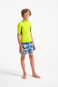 C-Skins Junior NuWave Rash X UPF50+ Short Sleeve Rash Vest (Lime/Anthracite/Multi)