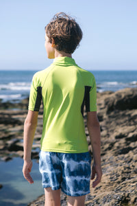 C-Skins Junior NuWave Rash X UPF50+ Short Sleeve Rash Vest (Lime/Anthracite/Multi)