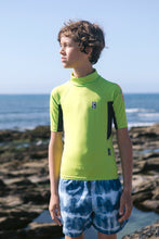 Load image into Gallery viewer, C-Skins Junior NuWave Rash X UPF50+ Short Sleeve Rash Vest (Lime/Anthracite/Multi)
